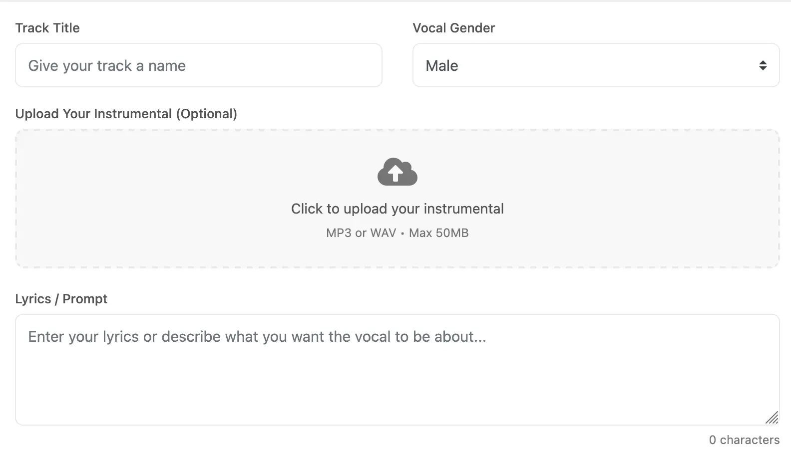 Upload your own instrumental for AI vocals
